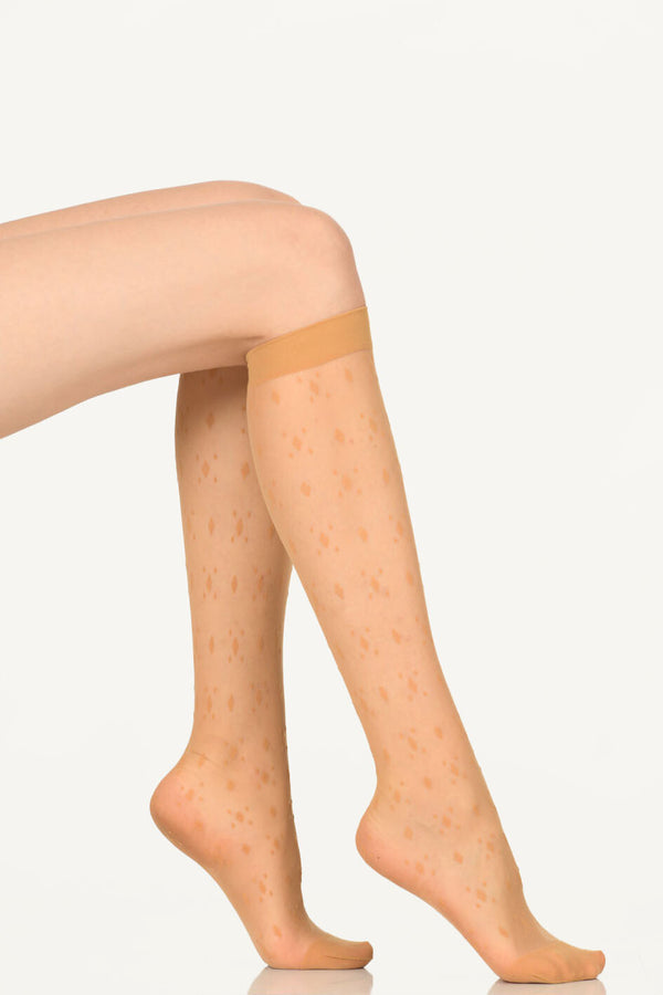 Women's Patterned Tan Color Socks