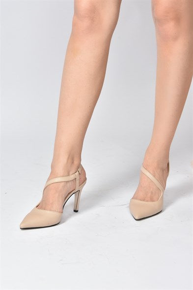 Women's Pointed Toe Tan Heeled Shoes