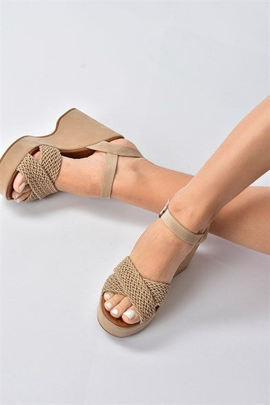 Women's Tan Suede Wedge Shoes