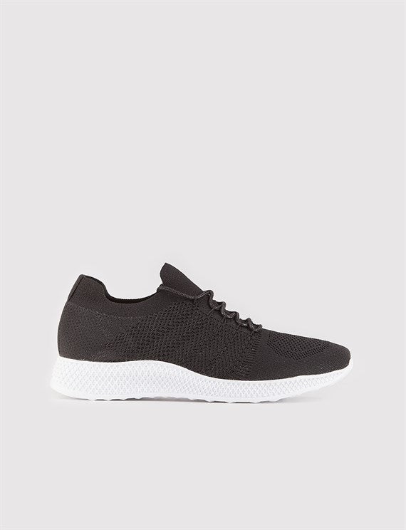 Men's Lace-up Black Tricot Shoes