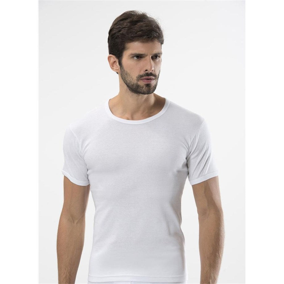 Men's Short Sleeves White Undershirt - 2 Pieces