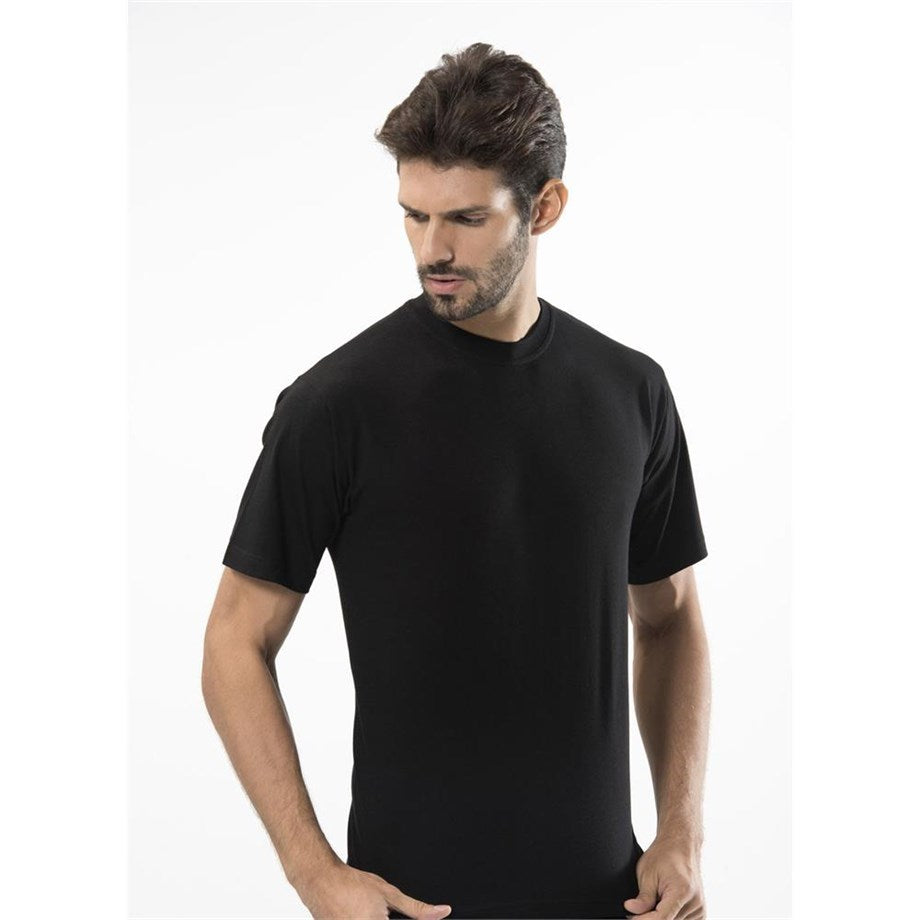 Men's Short Sleeves Black Undershirt