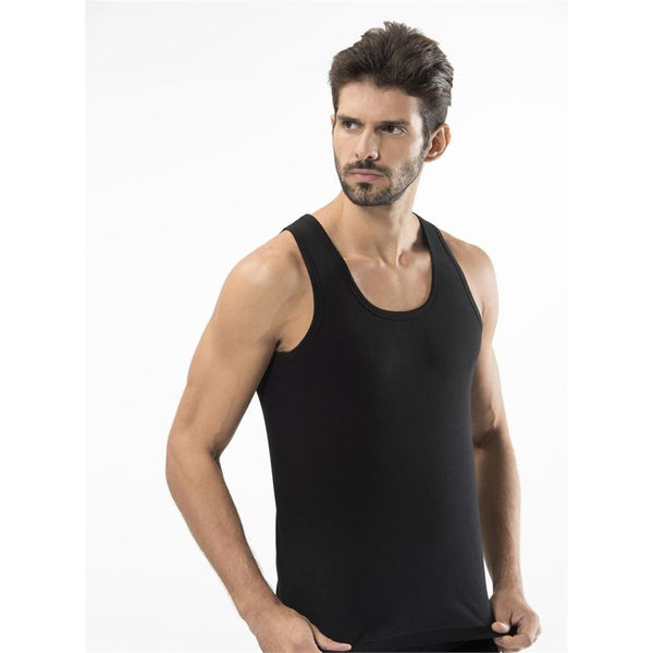 Men's Black Sleeveless Undershirt - 2 Pieces