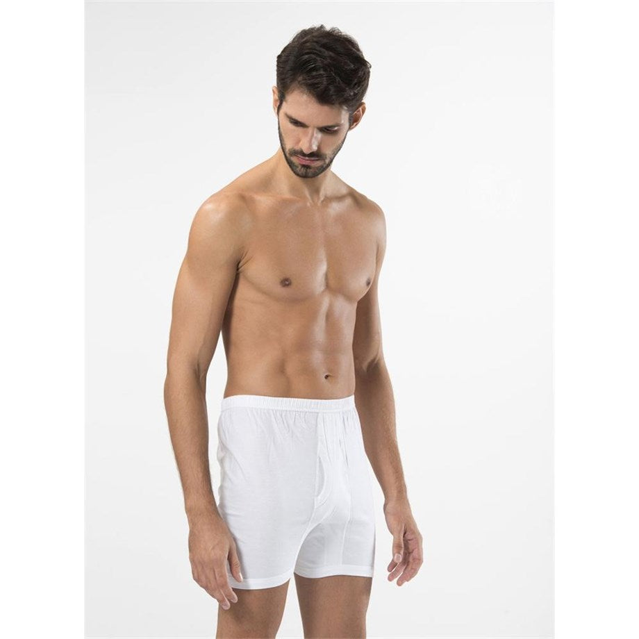 Men's White Combed Cotton Boxer - 2 Pieces