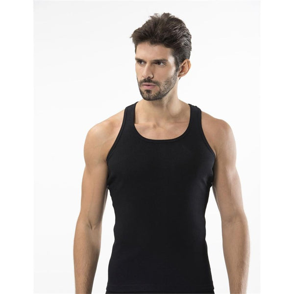 Men's Black Sleeveless Undershirt - 2 Pieces