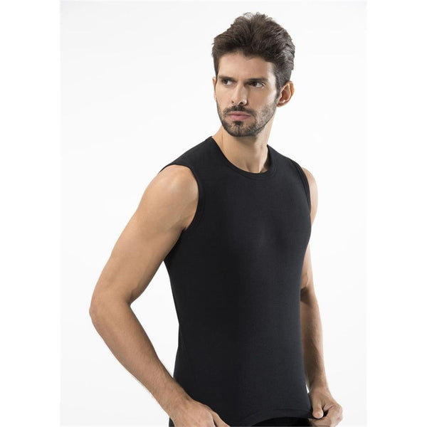 Men's Black Sleeveless Undershirt - 2 Pieces