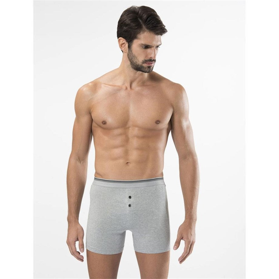 Men's Button Grey Lycra Boxer - 2 Pieces