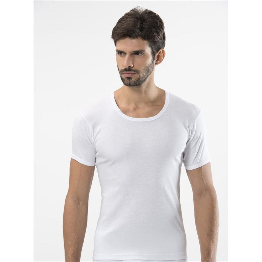 Men's Short Sleeves White Undershirt