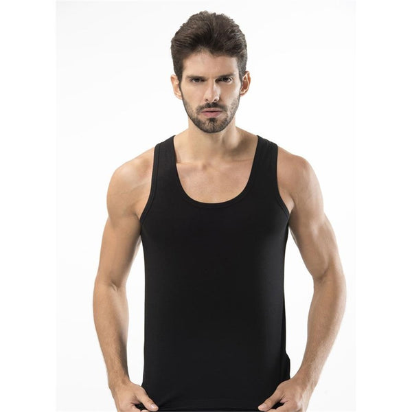 Men's Black Lycra Sleeveless Undershirt
