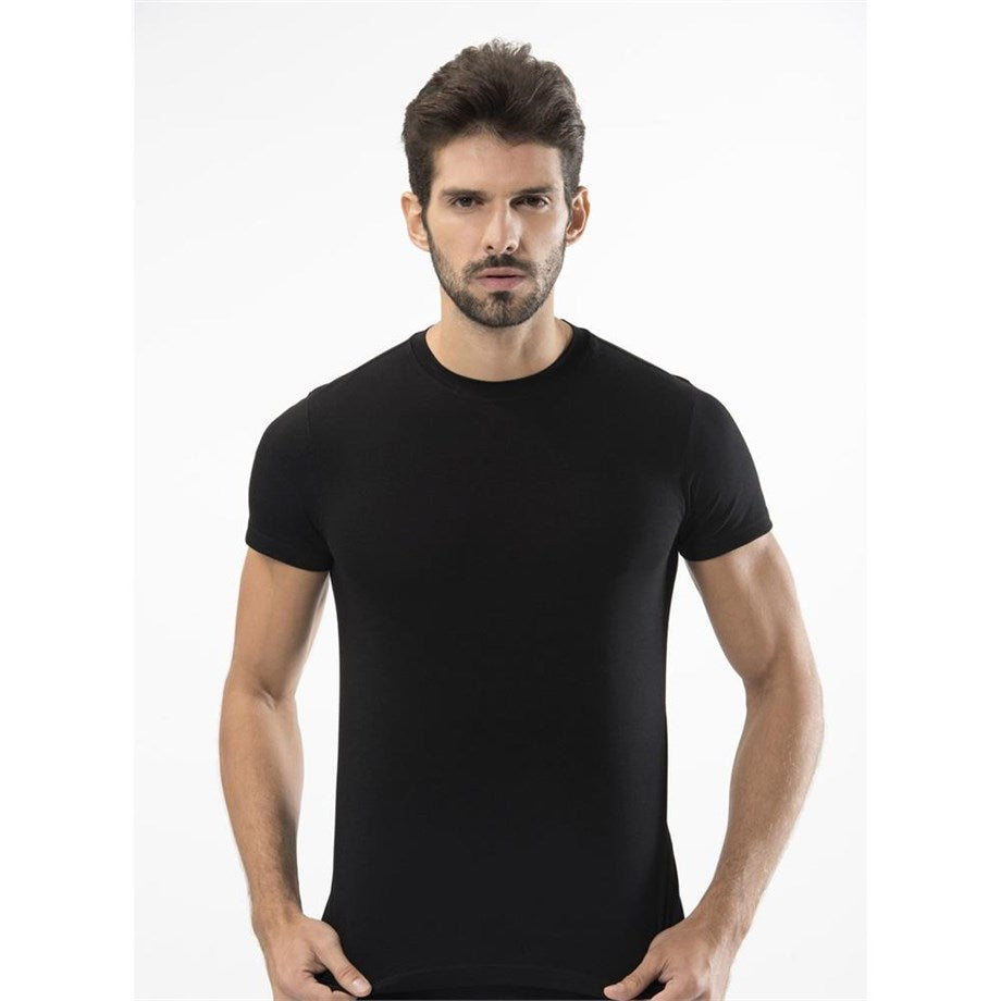 Men's Short Sleeves Black Lycra Undershirt