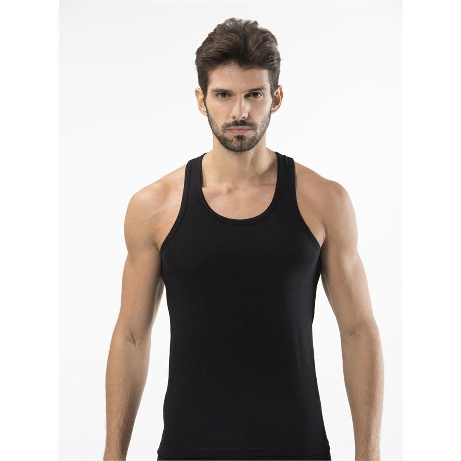 Men's Black Lycra Sleeveless Undershirt