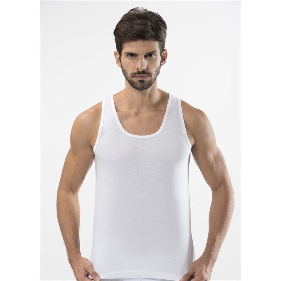 Men's White Modal Sleeveless Undershirt