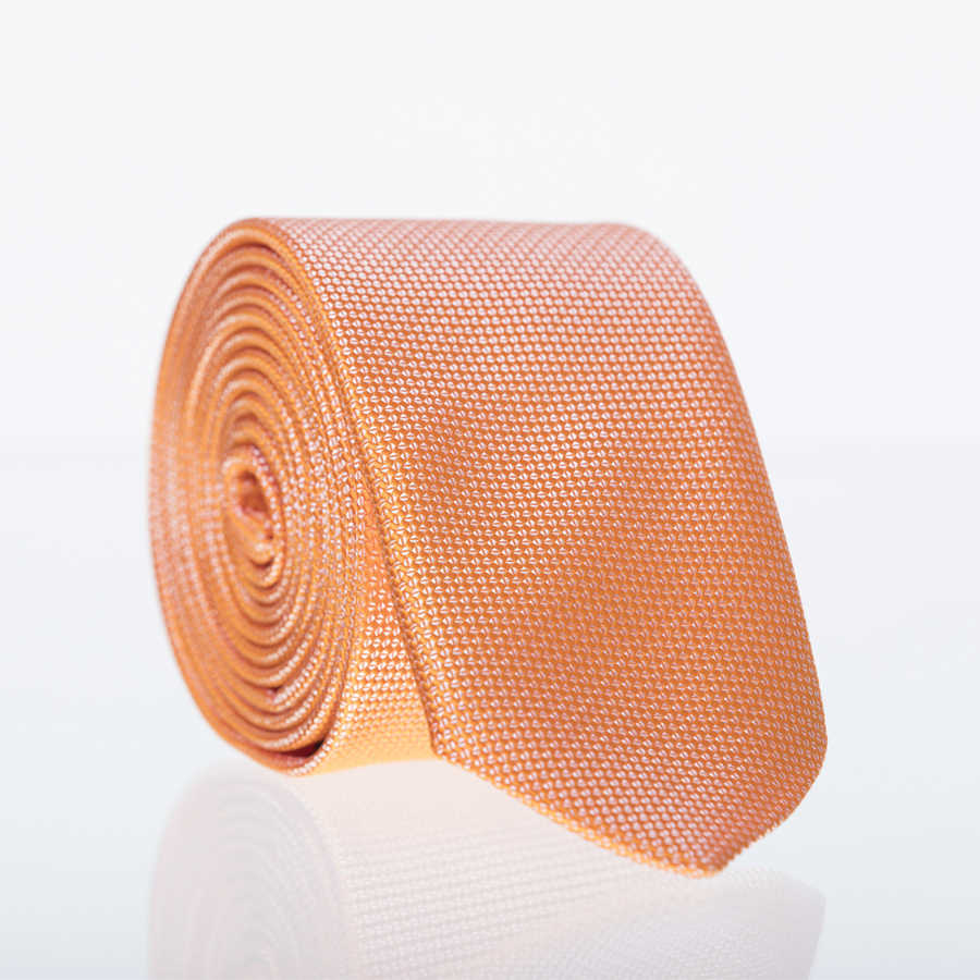 Plain Orange Woven Slim Fit Tie