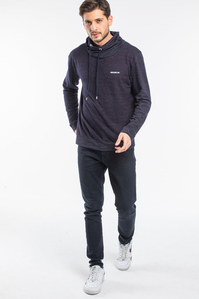 Men's Turtleneck Printed Slim Fit Sweatshirt