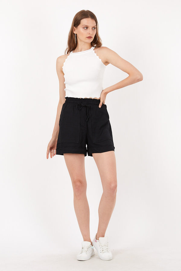 Women's Elastic Waist Pocket Shorts