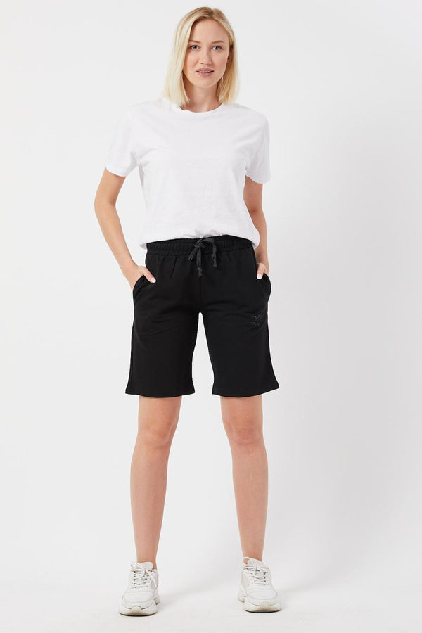 Women's Basic Black Knit Bermuda Shorts