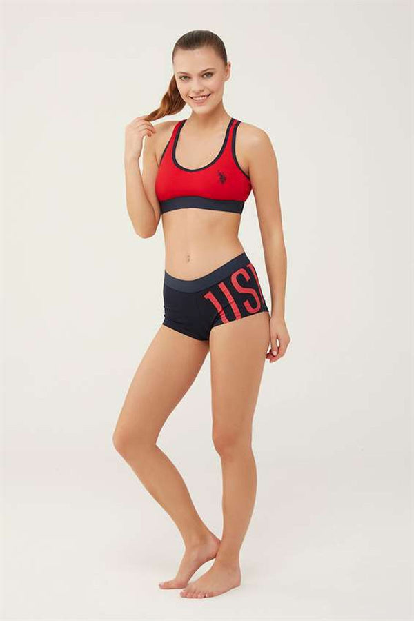 Women's Red Sport Bra & Shorts Set