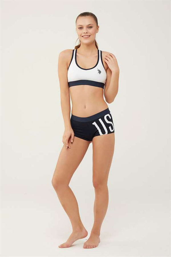 Women's White Sport Bra & Shorts Set