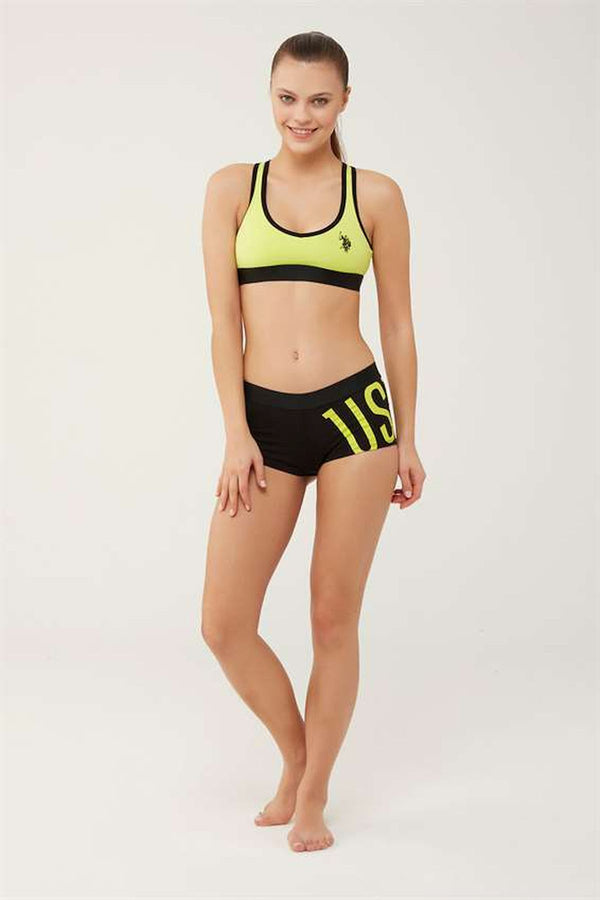 Women's Green Sport Bra & Shorts Set
