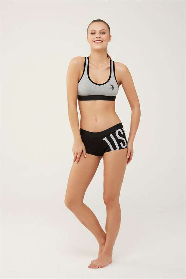 Women's Grey Sport Bra & Shorts Set