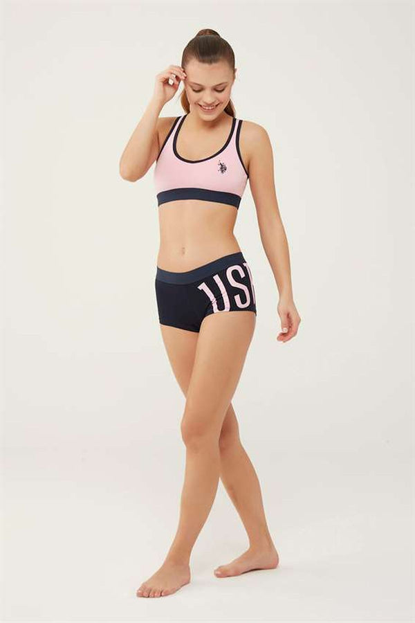 Women's Pink Sport Bra & Shorts Set