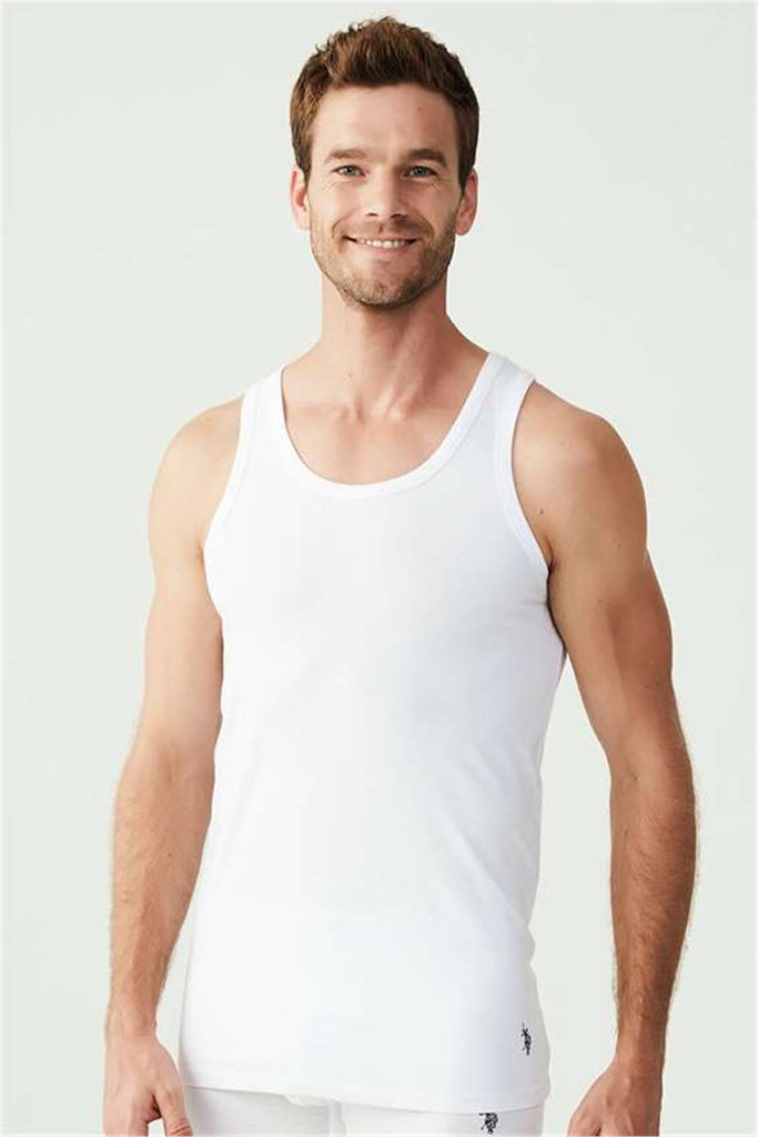 Men's White Sleeveless Undershirt - 2 Pieces