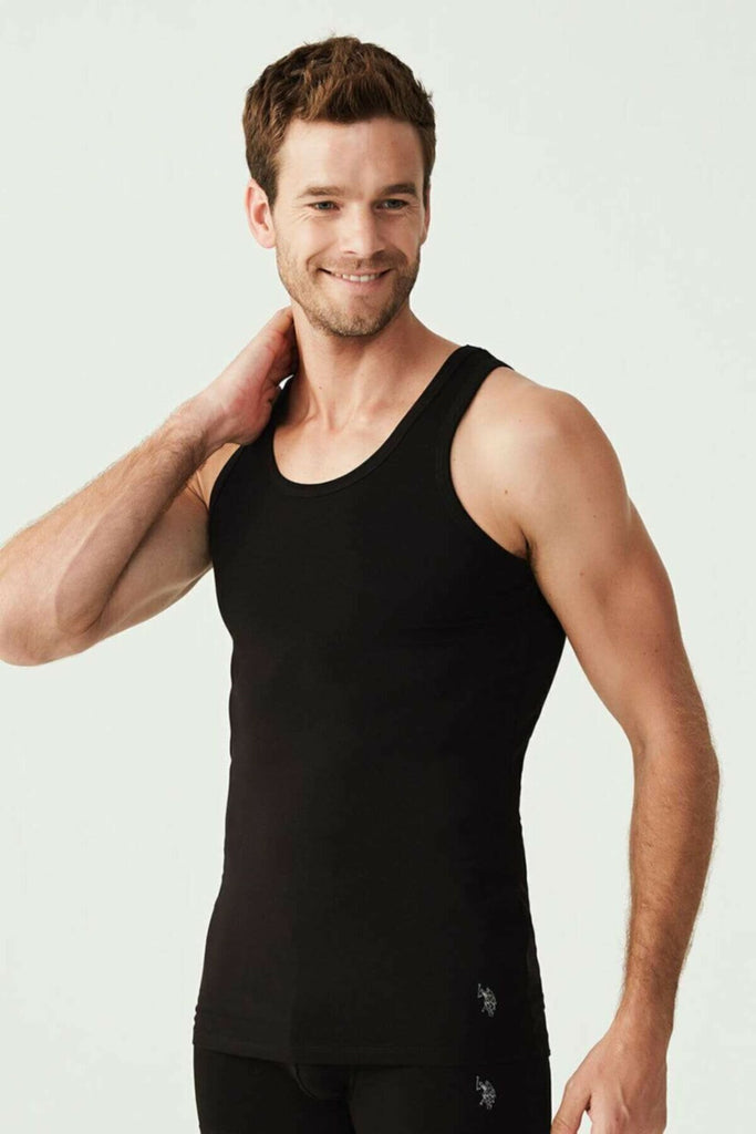Men's Black Sleeveless Undershirt & Boxer Set