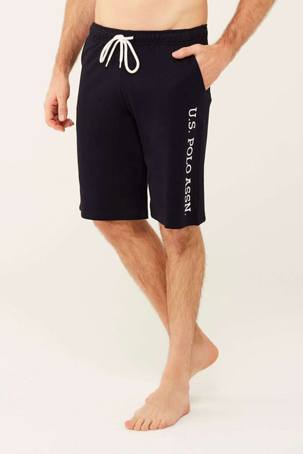 Men's Text Print Navy Blue Sport Shorts