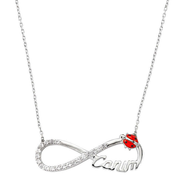 Women's Ladybug & Infinity Pendant Silver Necklace