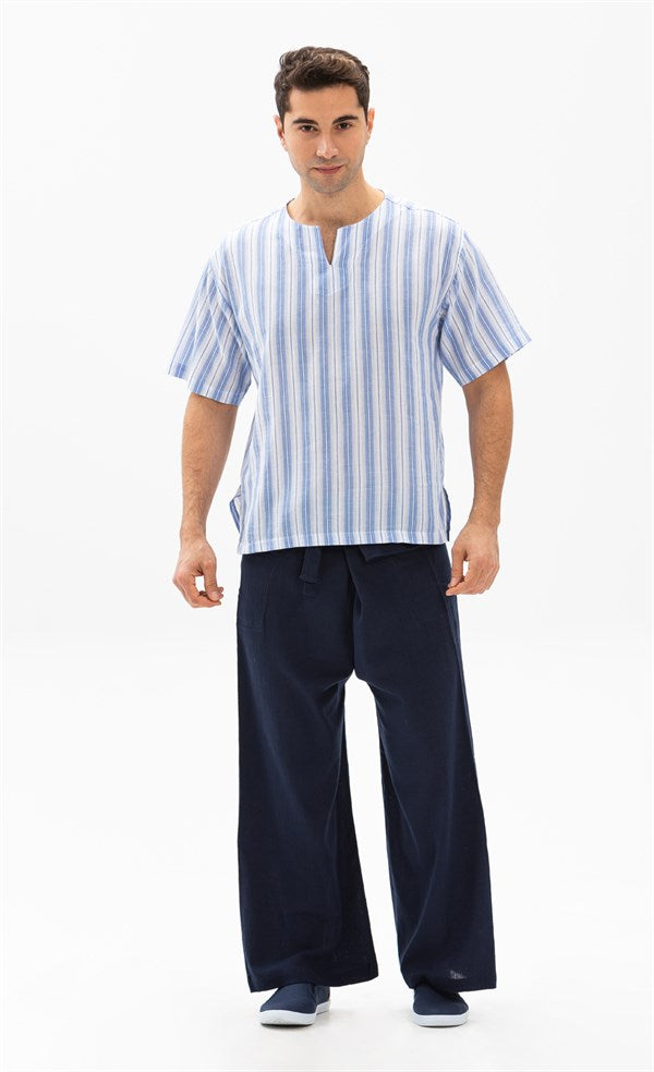 Unisex Navy Blue Gauze Thai Pants