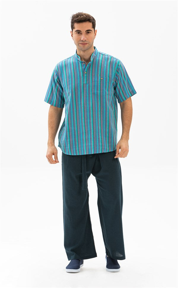 Unisex Petrol Green Gauze Thai Pants