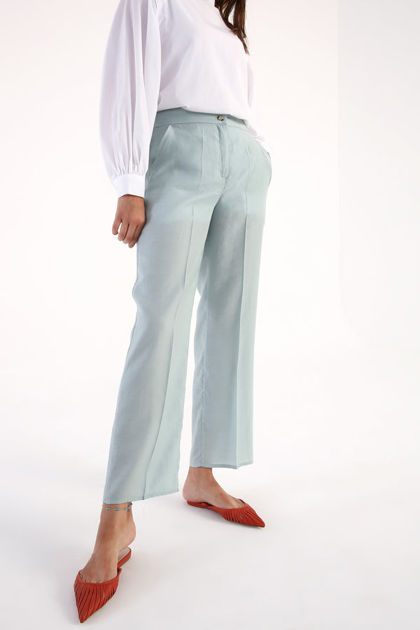 Women's Mint Green Tencel Straight Leg Pants