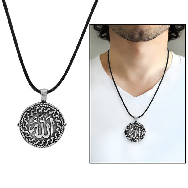 Men's Allah Written 925 Carat Silver Ayatul Kursi Pendant Necklace