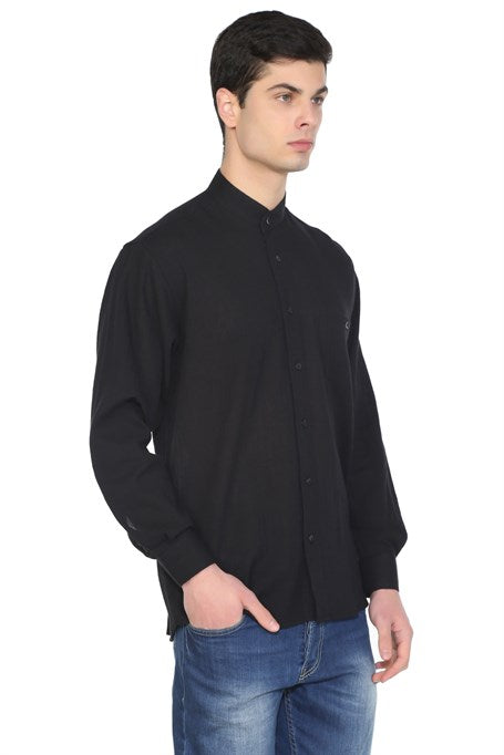 Men's Crew Neck Long Sleeves Black Shirt