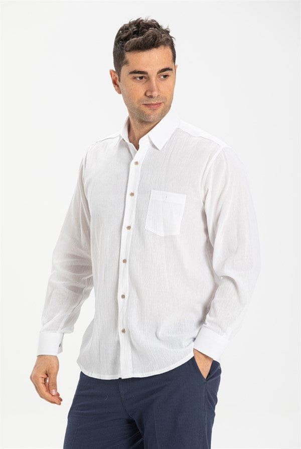 Men's Long Sleeves White Shirt