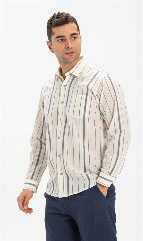 Men's Long Sleeves Striped Shirt
