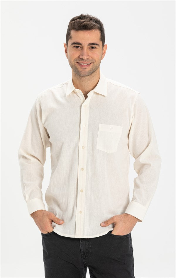 Men's Long Sleeves Cream Shirt