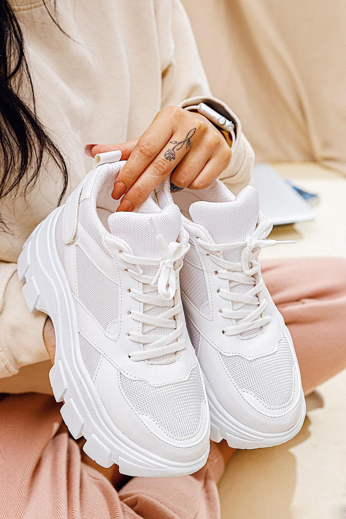 Women's Thick Sole White Sneakers
