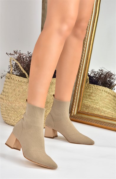 Women's Mink Tricot Heeled Boots
