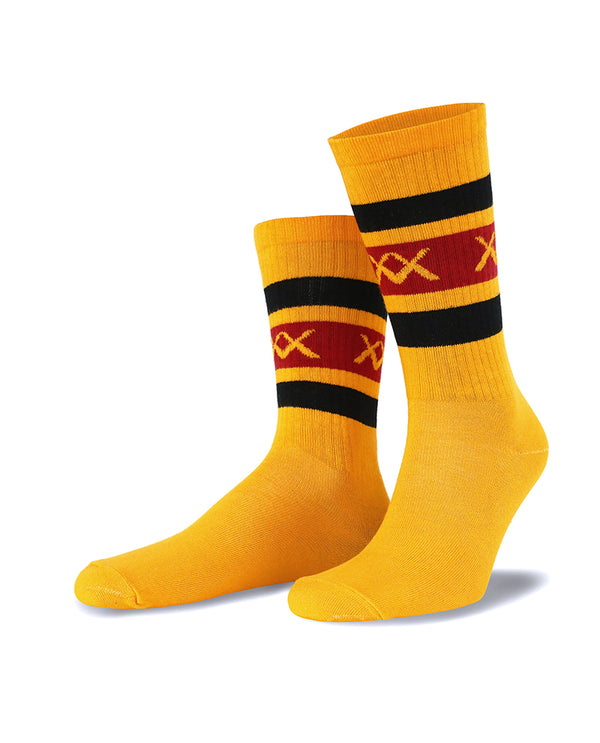 Men's Striped Mustard Tennis Socks