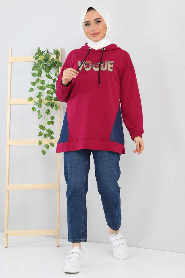 Women's Text Print Damson Sweatshirt