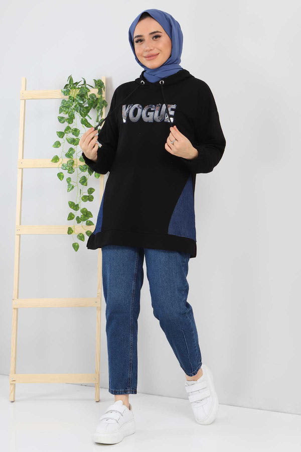 Women's Text Print Black Sweatshirt