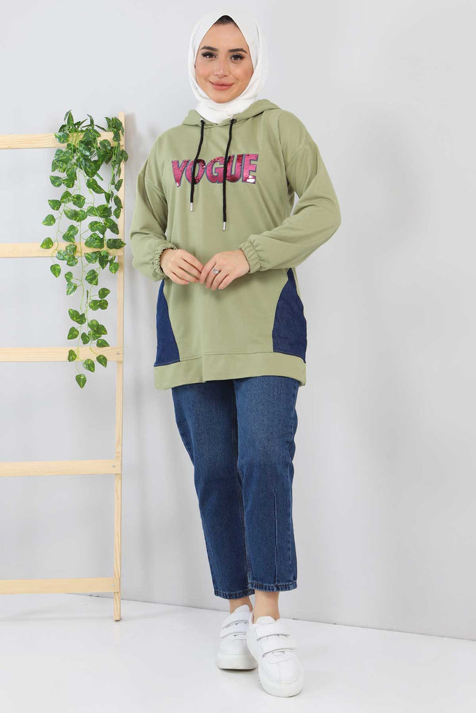 Women's Text Print Green Sweatshirt