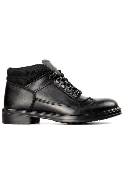 Men's Lace-up Black Leather Boots