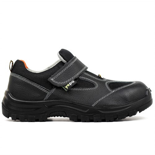 Unisex Summer Black Leather Work & Safety Shoes