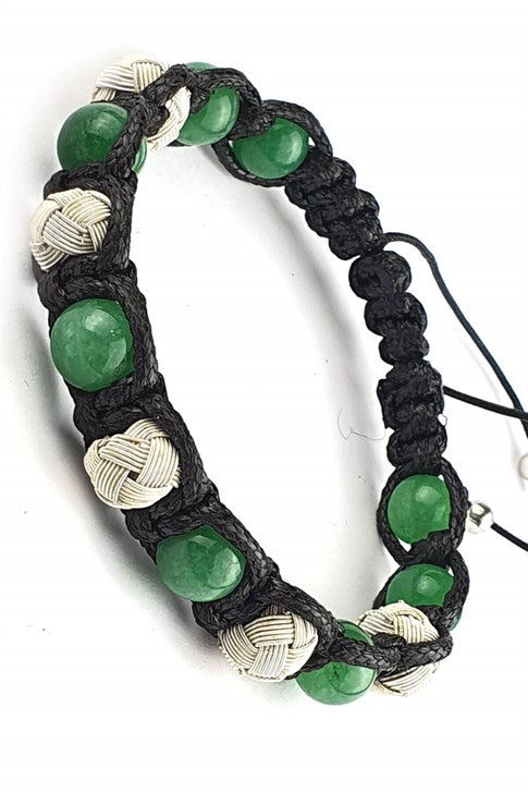 Men's Green - White Gemmed Bracelet