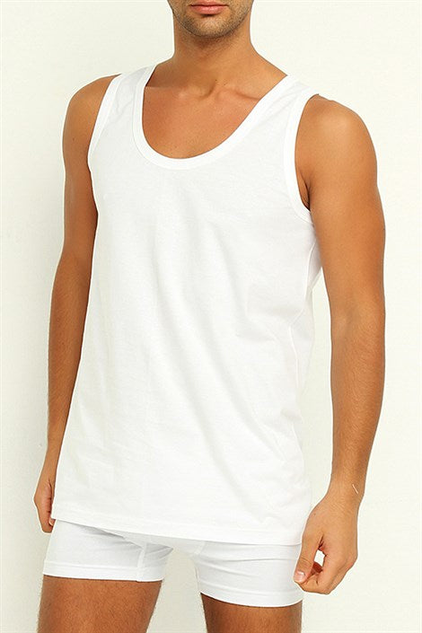 Men's White Sleeveless Undershirt