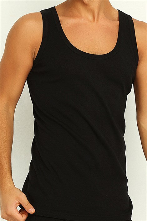 Men's Black Lycra Sleeveless Undershirt