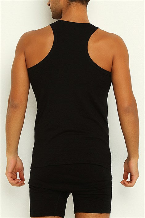 Men's Black Lycra Sleeveless Undershirt