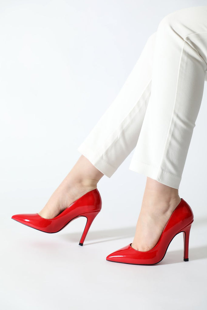 Women's Red Patent Leather Heeled Shoes